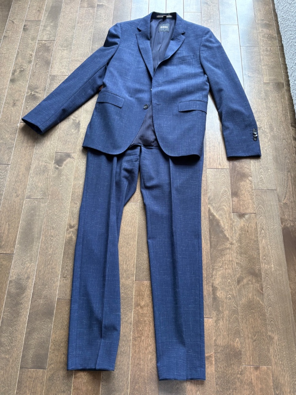 BOSS Men's Extra-Slim-Fit Patterned Wool Linen Suit